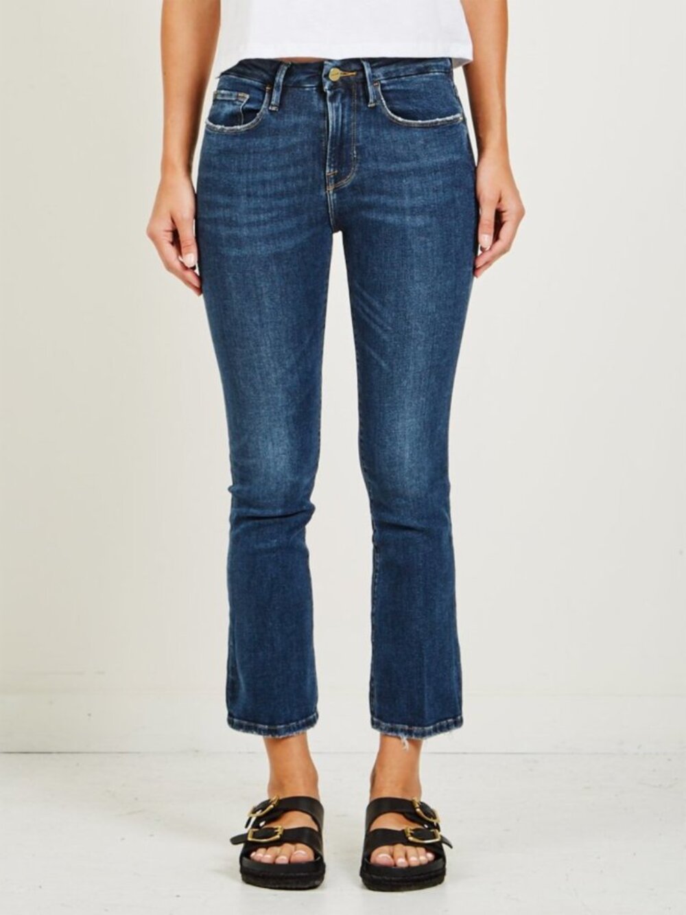 FRAME Le Crop Mini Boot Jeans 28 Kinlock Dark Blue Wash LCMB665 - Picture 13 of 13